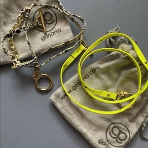 Gorjana Wrap leather Bracelets: New, No Box, Neon Yellow & Snake skin Pattern.